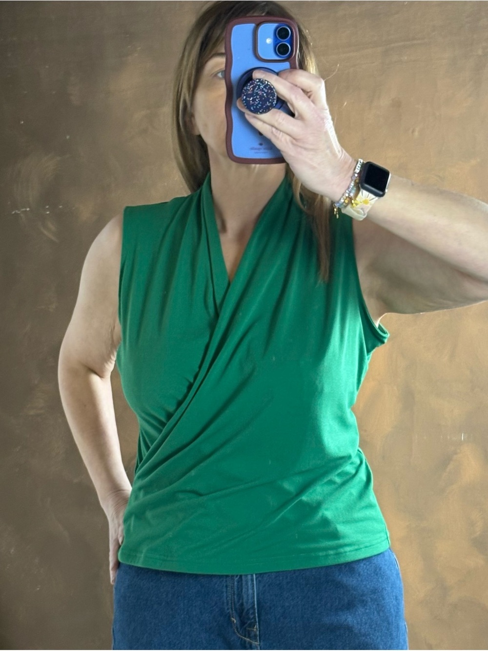 Banana Republic Emerald Green Sleeveless Wrap-Style Camisole